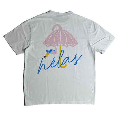 Secondhand white cotton Hélas T-Shirt with colorful print 