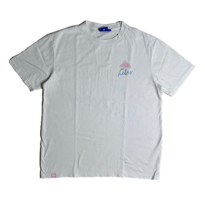 Secondhand white cotton Hélas T-Shirt with colorful print 