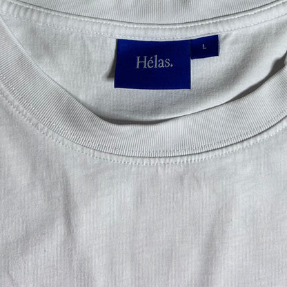 Secondhand white cotton Hélas T-Shirt with colorful print 