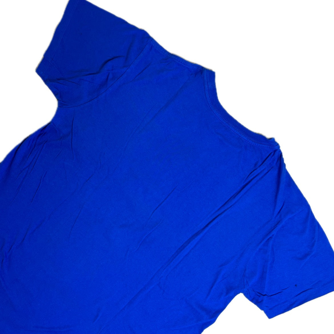 Secondhand blue cotton T-Shirt with colorful print 