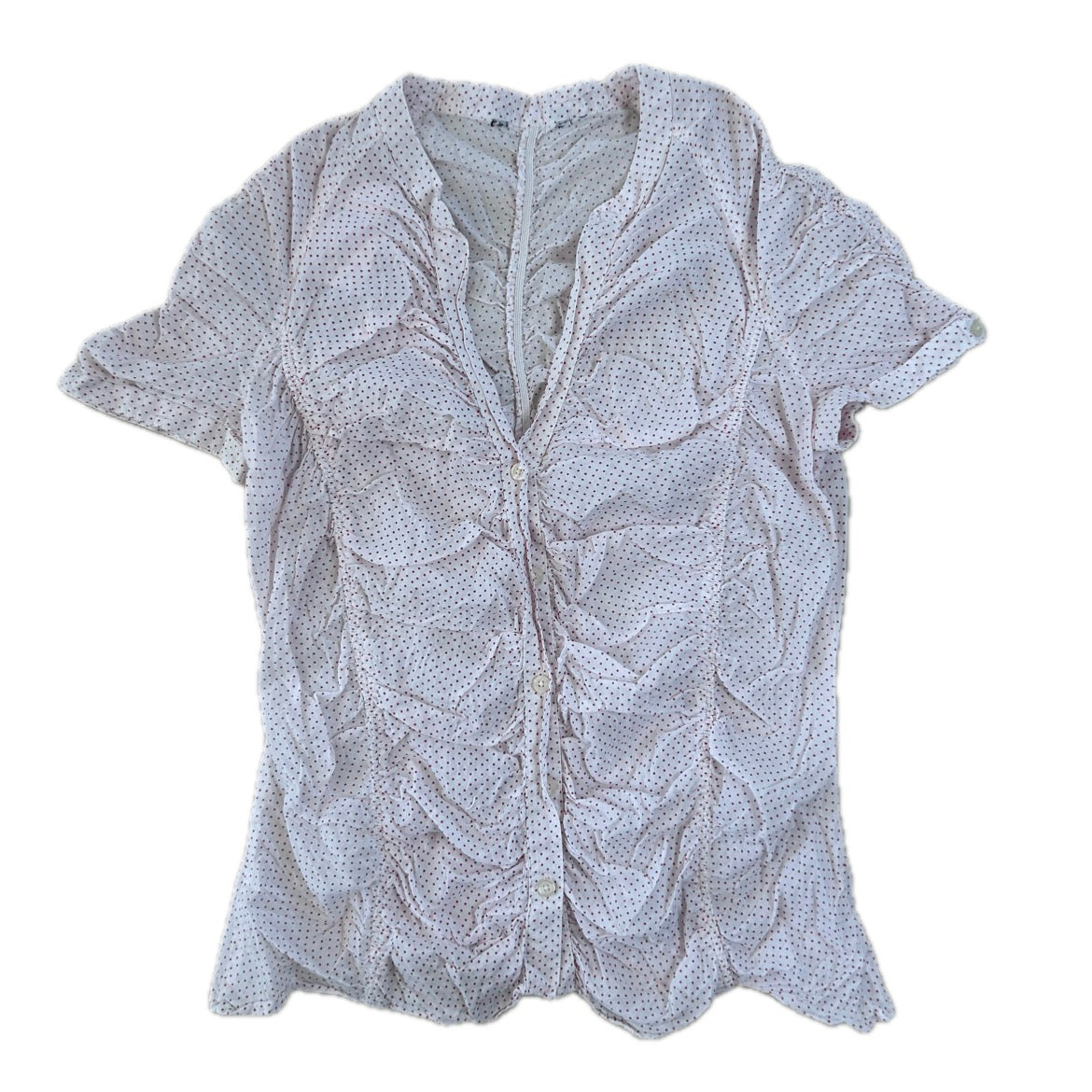 Vintage white cotton Blouse with red dotts 