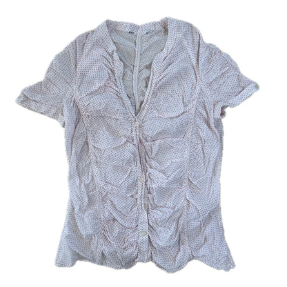 Vintage white cotton Blouse with red dotts 