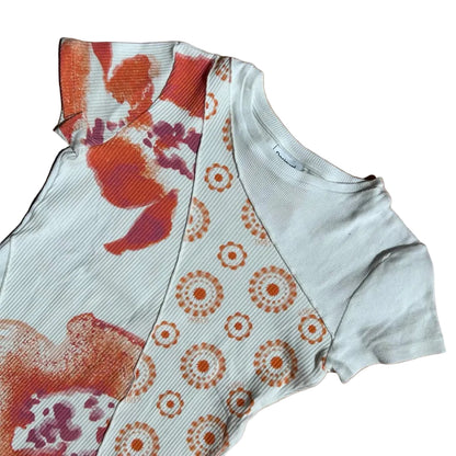 Secondhand white and orange cotton patchwork Desigual T-Shirt 