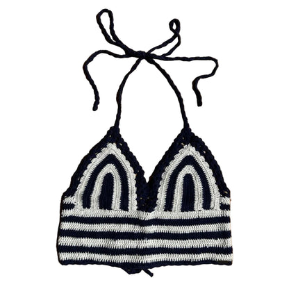 blue and white striped crochet Pepe Jeans Top