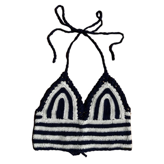 Secondhand blue and white striped crochet Pepe Jeans Top
