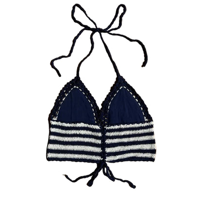 blue and white striped crochet Pepe Jeans Top