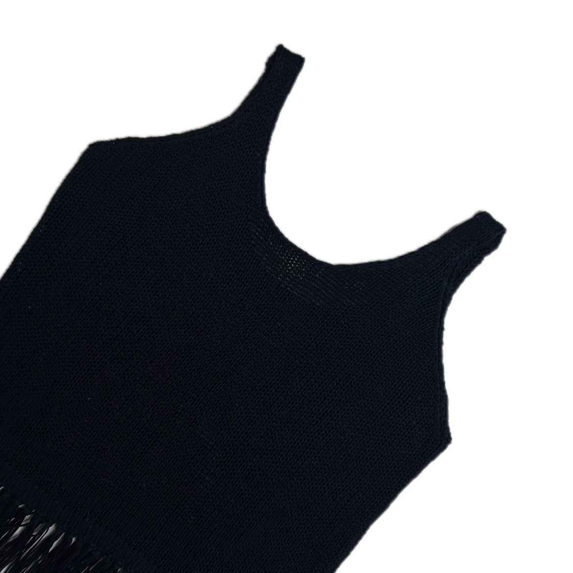 Vintage black Y2K crochet Top with Fringes
