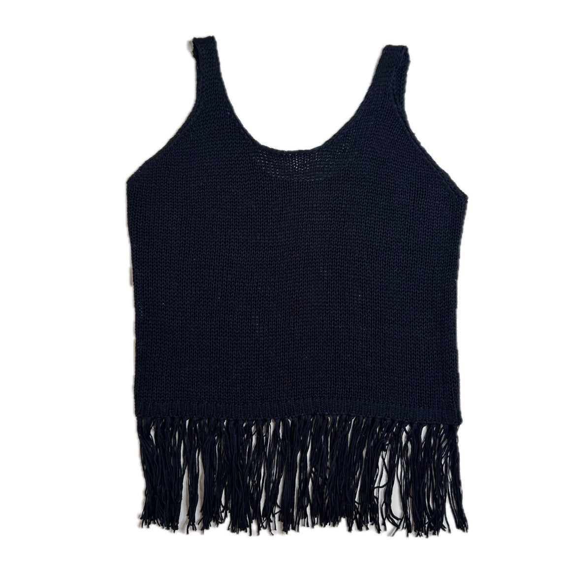 Vintage black Y2K crochet Top with Fringes