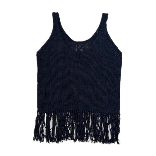 Vintage black Y2K crochet Top with Fringes