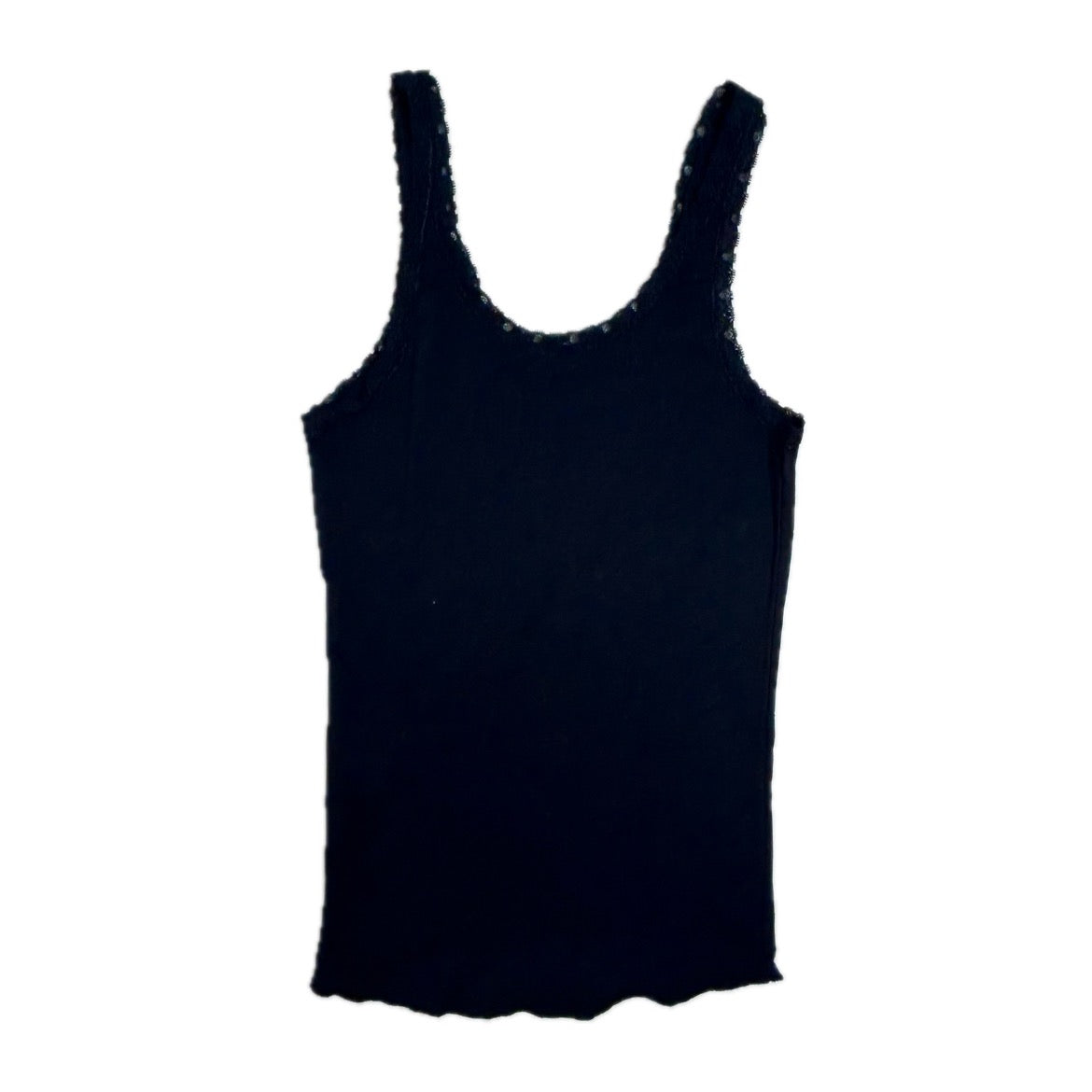 Vintage black cotton Y2K Moussy Top with lace and colorful print 