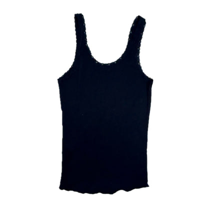 Vintage black cotton Y2K Moussy Top with lace and colorful print 
