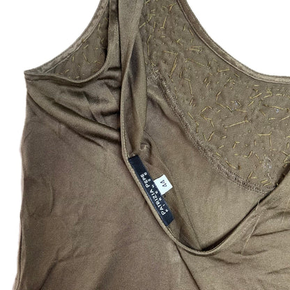 Vintage silk khaki green beaded Y2K Patrizia Pepe Top 