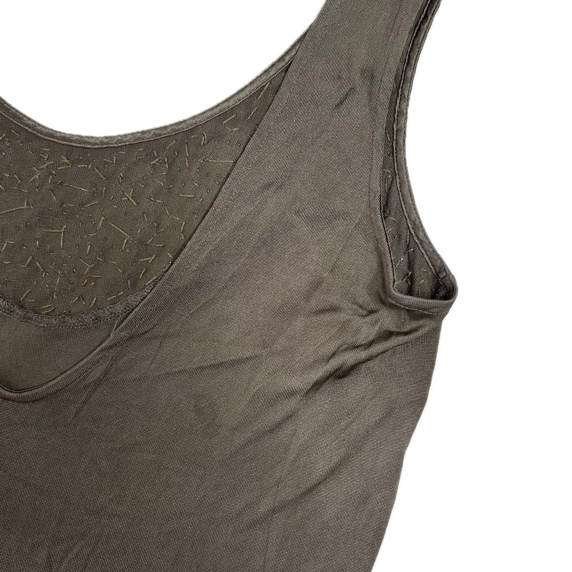 Vintage silk khaki green beaded Y2K Patrizia Pepe Top 