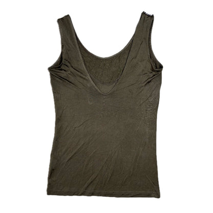 Vintage silk khaki green beaded Y2K Patrizia Pepe Top 