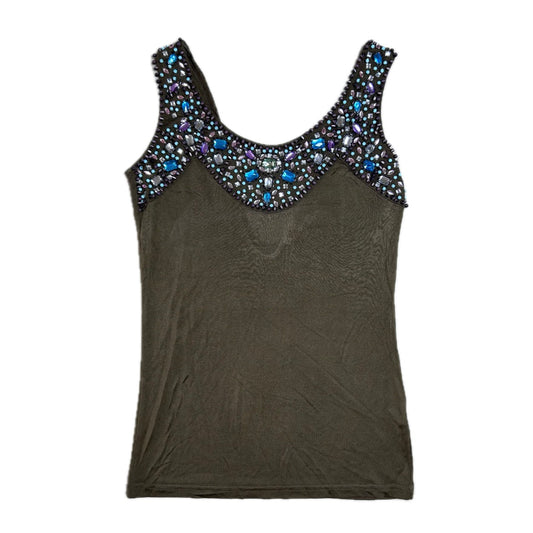Vintage silk khaki green beaded Y2K Patrizia Pepe Top 