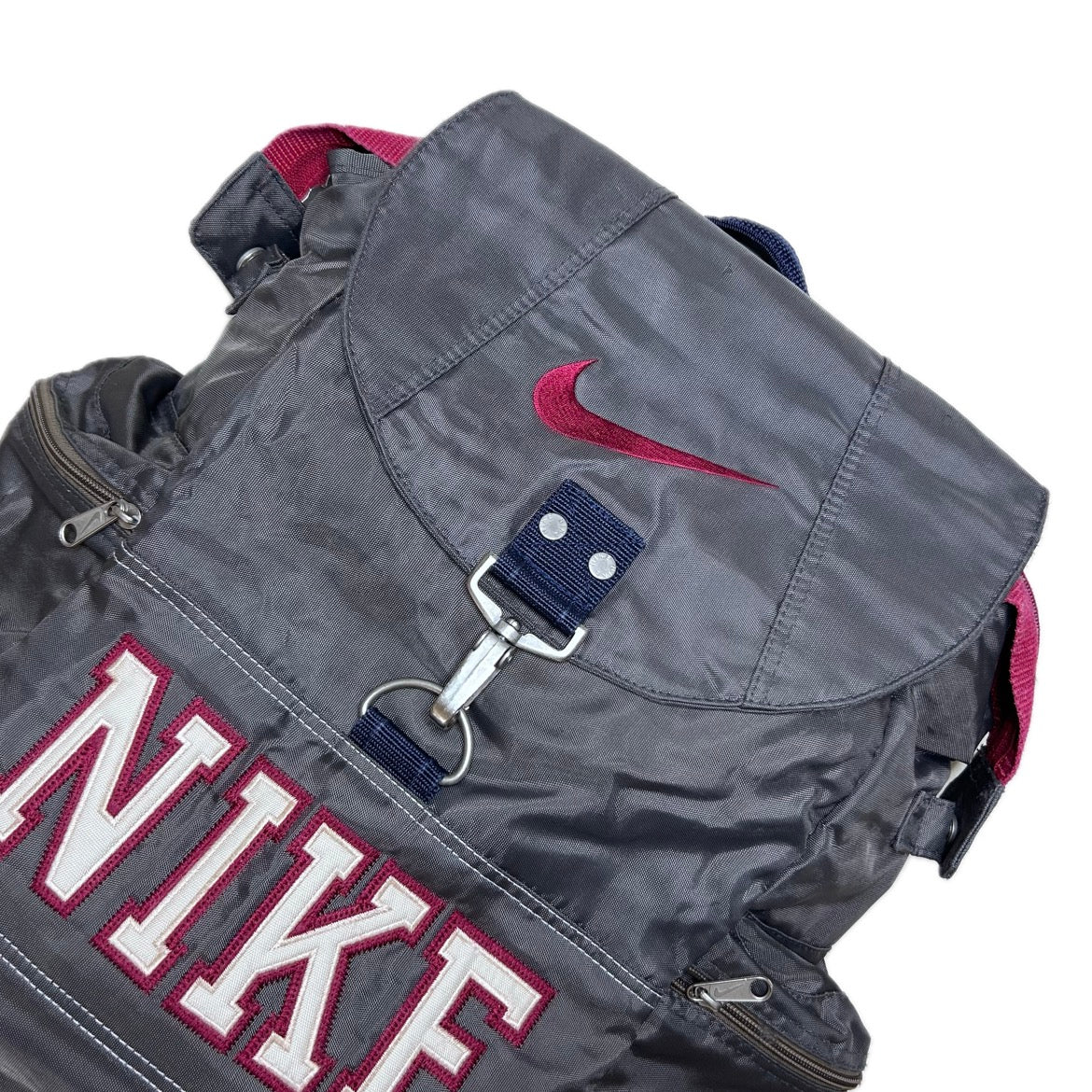 Vintage grey, red and blue nylon Nike Backpack 