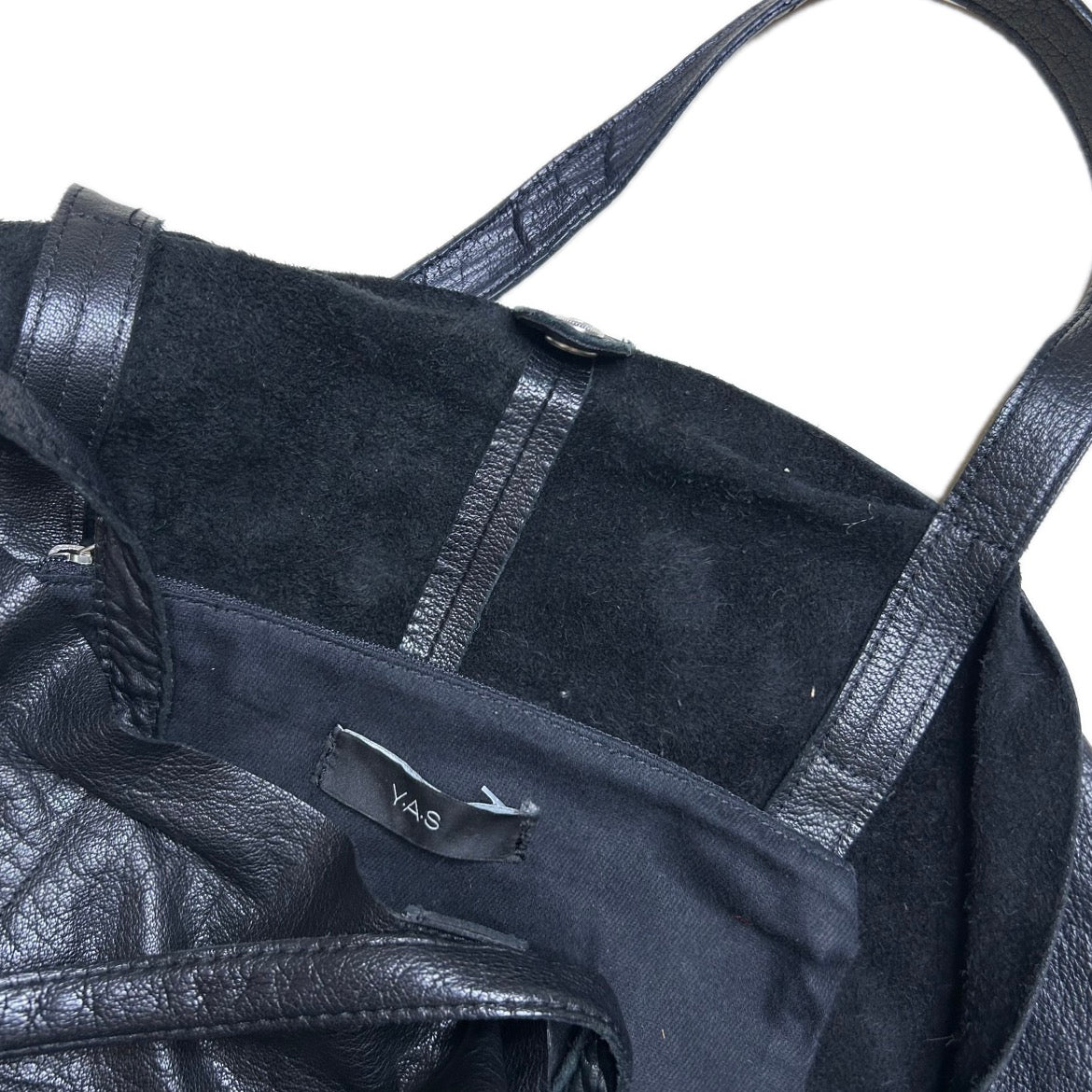 Secondhand black leather YAS Shopper 