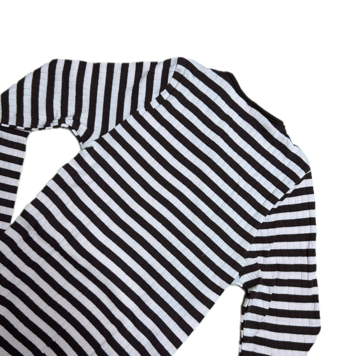 Secondhand light pink and brown striped cotton Mads Norgaard x Caro Editions Lomgsleeve with bow