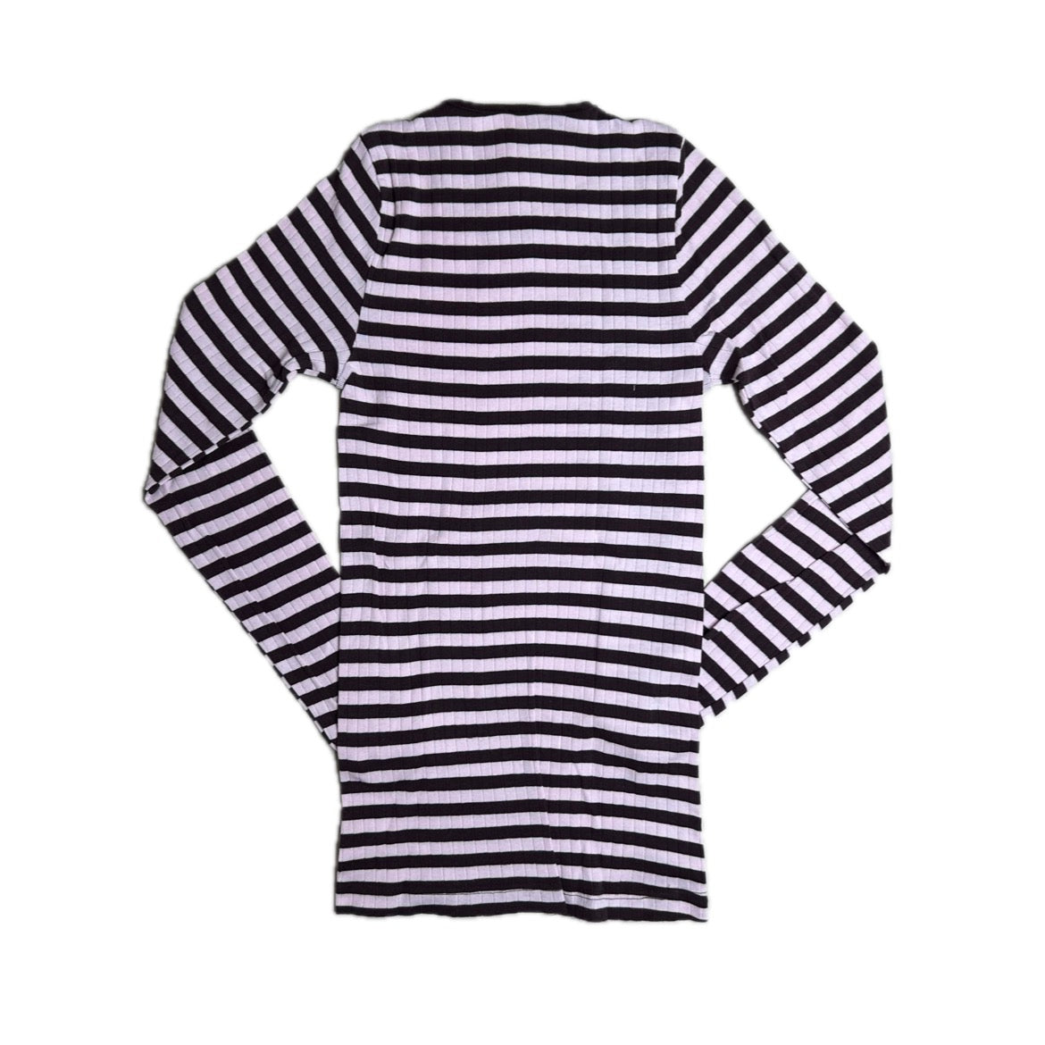 Secondhand light pink and brown striped cotton Mads Norgaard x Caro Editions Lomgsleeve with bow