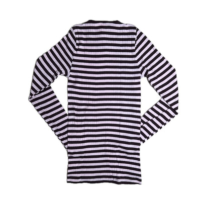 Secondhand light pink and brown striped cotton Mads Norgaard x Caro Editions Lomgsleeve with bow